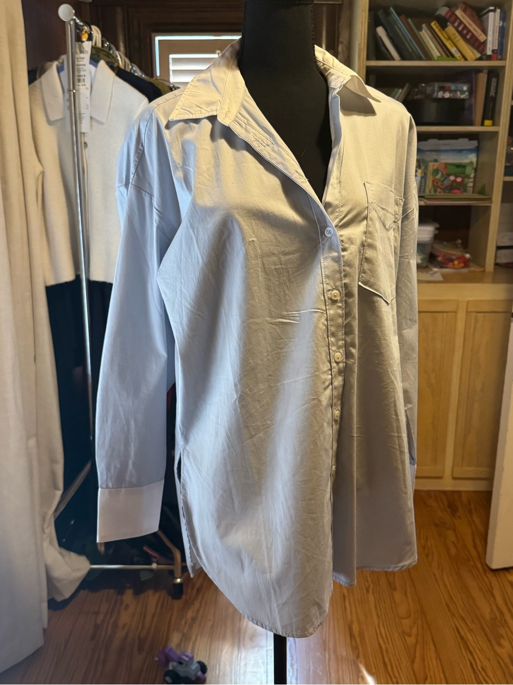 Maeve Light Blue Button-Down Oversized Shirt